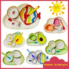 Combo Bát Sứ Ăn Dặm Nhật Bản Cho Bé - Set Bát Ăn Dặm Siêu Xinh Kèm Khay và Thìa An Toàn Cho Trẻ 5M+