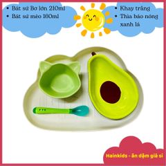 Combo Bát Sứ Ăn Dặm Nhật Bản Cho Bé - Set Bát Ăn Dặm Siêu Xinh Kèm Khay và Thìa An Toàn Cho Trẻ 5M+