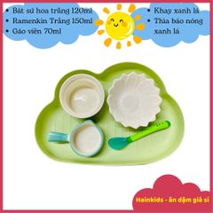 Combo Bát Sứ Ăn Dặm Nhật Bản Cho Bé - Set Bát Ăn Dặm Siêu Xinh Kèm Khay và Thìa An Toàn Cho Trẻ 5M+
