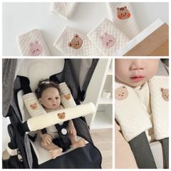Bọc Dây Đai An Toàn Ghế Ăn Dặm & Xe Đẩy Em Bé - Mềm Mại, Dễ Vệ Sinh, Họa Tiết Dễ Thương Phong Cách Hàn Quốc