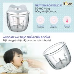Phụ Kiện Cối Thủy Tinh Bear B03V2 - Cối Thay Thế và Lưỡi Dao Inox 304 cho Máy Xay, Bền và An Toàn cho Bé