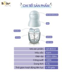 Phụ Kiện Cối Thủy Tinh Bear B03V2 - Cối Thay Thế và Lưỡi Dao Inox 304 cho Máy Xay, Bền và An Toàn cho Bé