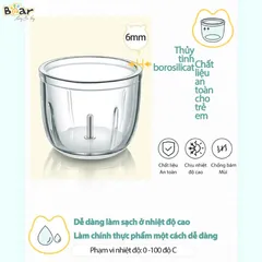 Máy Xay Đa Năng Bear 0.3L - Cối Thủy Tinh Chịu Nhiệt, Xay Nhuyễn Thực Phẩm Dễ Dàng, Tiện Lợi Mang Theo, Phù Hợp Cho Bé Ảnh Dặm