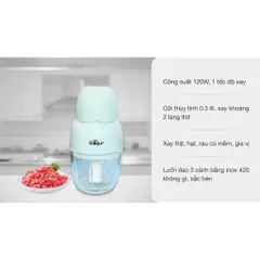 Máy Xay Đa Năng Bear 0.3L - Cối Thủy Tinh Chịu Nhiệt, Xay Nhuyễn Thực Phẩm Dễ Dàng, Tiện Lợi Mang Theo, Phù Hợp Cho Bé Ảnh Dặm