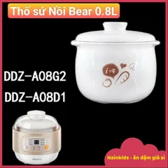 Nắp và Thố Sứ Nồi Bear Nâu 0.8L - Bảo Vệ Chống Vỡ - Đồ Gia Dụng Nhà Bếp Thẩm Mỹ và Thực Dụng