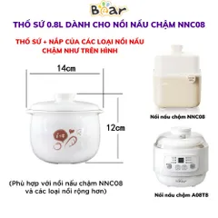 Nắp và Thố Sứ Nồi Bear Nâu 0.8L - Bảo Vệ Chống Vỡ - Đồ Gia Dụng Nhà Bếp Thẩm Mỹ và Thực Dụng
