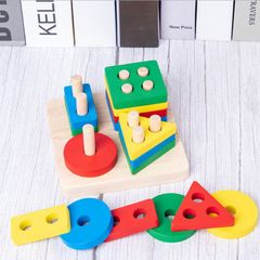 Bộ Đồ Chơi Gỗ Montessori 6 Món – Đàn, Tháp Chồng, Sâu Gỗ, Luồn Hạt, Đồng Hồ Gỗ Giúp Bé Phát Triển Giác Quan Và Kỹ Năng Tư Duy