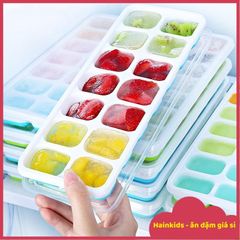 Khay Đá Silicon 14 Viên Có Nắp Đậy - Khay Trữ Đá Tủ Lạnh Chống Mùi, Dễ Lấy Dashi Thực Phẩm Táo Bạo