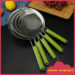 Rây Inox 304 Tay Cầm Xanh - Rây Lọc Siêu Mịn An Toàn Cho Sức Khỏe Bà Nội Trợ, Tiện Lợi Sử Dụng Trong Nhà Bếp