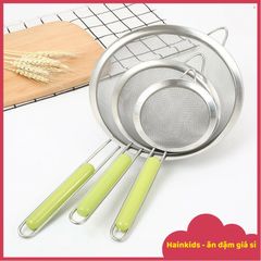 Rây Inox 304 Tay Cầm Xanh - Rây Lọc Siêu Mịn An Toàn Cho Sức Khỏe Bà Nội Trợ, Tiện Lợi Sử Dụng Trong Nhà Bếp
