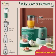 (BẢN QUỐC TẾ) Máy xay 3 cối Bear 1L kèm 2 cối 0,1L BL B10V2 máy xay ăn dặm, xay sinh tố tiện lợi cho bé và gia đình