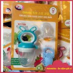 Túi Nhai Ăn Dặm Chống Hóc Cho Bé, Túi Nhai Kèm 3 Núm Silicon Giúp Bé Làm Quen Trái Cây, Rau Củ Luộc