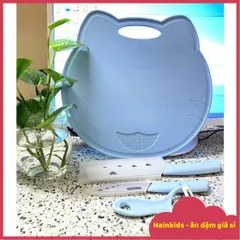 Bộ Dao Thớt Chế Biến Đồ Ăn Dặm, Bộ Dao Thớt Gấu/ Hình Chữ Nhật, Chất Liệu Nhựa Nguyên Sinh, Thép Không Gỉ-Nhiều Mã