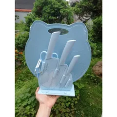 Bộ Dao Thớt Chế Biến Đồ Ăn Dặm, Bộ Dao Thớt Gấu/ Hình Chữ Nhật, Chất Liệu Nhựa Nguyên Sinh, Thép Không Gỉ-Nhiều Mã