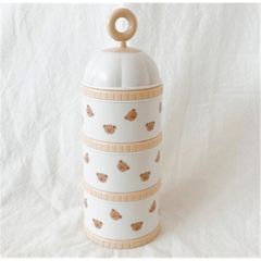 Hộp Chia Sữa Du Lịch TGM x Dottodot 3 Tầng Thiết Kế Tiện Lợi Có Quai Xách - Hộp Trữ Dinh Dưỡng Cho Bé Gồm Gấu và Thỏ Hồng