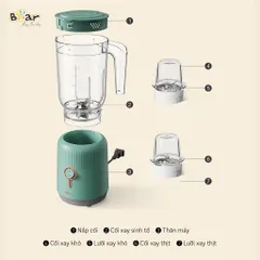1 kèm 2 cối 0,1L BL B10V2 máy xay ăn dặm, xay sinh tố tiện lợi cho bé và gia đình