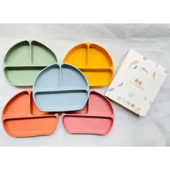 Khay Silicon ăn Dặm, đế Hít Chống đổ, Chống Lật, Chia 3 Ngăn - Khay Ăn BLW