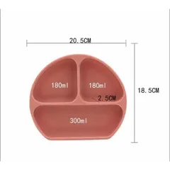 Khay Silicon ăn Dặm, đế Hít Chống đổ, Chống Lật, Chia 3 Ngăn - Khay Ăn BLW