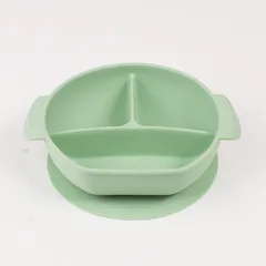 Khay Silicon ăn Dặm, đế Hít Chống đổ, Chống Lật, Chia 3 Ngăn - Khay Ăn BLW