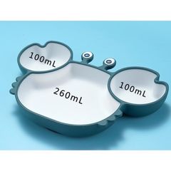 Khay Ăn Dặm Hình Cua Silicon Có Đế Hít Chống đổ, Khay Cua Silicon đế Hít ăn Dặm, Khay BLW Chia Ngăn, Chống đổ, Chống Lật