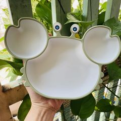 Khay Ăn Dặm Hình Cua Silicon Có Đế Hít Chống đổ, Khay Cua Silicon đế Hít ăn Dặm, Khay BLW Chia Ngăn, Chống đổ, Chống Lật