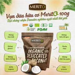 (DATE10.2024)VỤN DỪA HỮA CƠ MeritO 100g, Vụn Dừa Rắc Bánh, Món ăn Phụ Cho Bé, Vụn Dừa MERITO ORGANIC, Nhập Khẩu Thái Lan