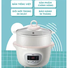 (BẢN TIẾNG VIỆT-BH 18M) Nồi Bear 1L6, Nồi Nấu Cháo Chậm, Nồi Hầm đa Năng Full Bộ 3 Thố Sứ Kèm Hấp, Bear 1.6L, 1,6 Lít