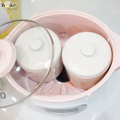 (BẢN TIẾNG VIỆT-BH 18M) Nồi Bear 1L6, Nồi Nấu Cháo Chậm, Nồi Hầm đa Năng Full Bộ 3 Thố Sứ Kèm Hấp, Bear 1.6L, 1,6 Lít
