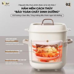 [TIẾNG VIỆT-BEAR SB-NNC16] Nồi Nấu Chậm Bear 1L6, Hầm Cháo, Chưng Yến, Vừa Nấu Cháo Vừa Hấp, Dung Tích 1,6L 1.6 Lít