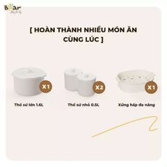 [TIẾNG VIỆT-BEAR SB-NNC16] Nồi Nấu Chậm Bear 1L6, Hầm Cháo, Chưng Yến, Vừa Nấu Cháo Vừa Hấp, Dung Tích 1,6L 1.6 Lít