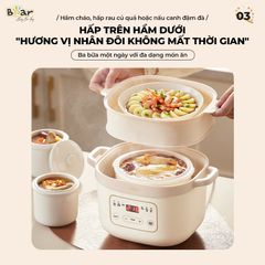 [TIẾNG VIỆT-BEAR SB-NNC16] Nồi Nấu Chậm Bear 1L6, Hầm Cháo, Chưng Yến, Vừa Nấu Cháo Vừa Hấp, Dung Tích 1,6L 1.6 Lít