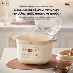 [TIẾNG VIỆT-BEAR SB-NNC16] Nồi Nấu Chậm Bear 1L6, Hầm Cháo, Chưng Yến, Vừa Nấu Cháo Vừa Hấp, Dung Tích 1,6L 1.6 Lít