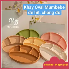 Khay Đế Hít Mumbebe, Khay Silicon Cao Cấp Chống Đổ, Chống Lật, Hình Oval 4 Ngăn Cho Bé Ăn Dặm - Không Chứa BPA