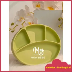 Khay Đế Hít Mumbebe, Khay Silicon Cao Cấp Chống Đổ, Chống Lật, Hình Oval 4 Ngăn Cho Bé Ăn Dặm - Không Chứa BPA