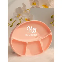 Khay Đế Hít Mumbebe, Khay Silicon Cao Cấp Chống Đổ, Chống Lật, Hình Oval 4 Ngăn Cho Bé Ăn Dặm - Không Chứa BPA