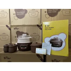 (BẢN QUỐC TẾ-BH 18 THÁNG) Nồi Bear 2l5, nồi nấu cháo chậm, nồi hầm đa năng full bộ 5 thố sứ kèm hấp