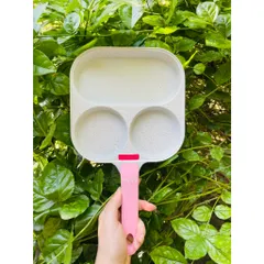 Chảo 3 Ngăn OKBY, Chảo Đá Chống Dính Đáy Từ, Tay Cầm Silicon Chống Phỏng, Dùng Chiên Xào, Chế Biến Đồ Ăn Dặm