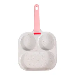 Chảo 3 Ngăn OKBY, Chảo Đá Chống Dính Đáy Từ, Tay Cầm Silicon Chống Phỏng, Dùng Chiên Xào, Chế Biến Đồ Ăn Dặm