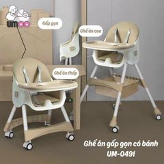 Ghế Ăn Dặm Umoo Có Bánh, Gấp Gọn Bảo Hành 18 Tháng - UM-0491