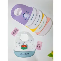 Yếm Ăn Dặm Silicon Có Máng- Chất Liệu, Silicon Dẻo, Nhẹ, Sạch Sẽ, An Toàn Cho Bé