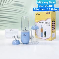 Máy Xay Sinh Tố Cầm Tay Mini Bear LLJ-D04B1, Công Suất 150W, Máy Xay Sinh Tố Gồm 2 Cốc - Bảo Hành 18 Tháng