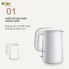 Ấm/ Bình Đun Siêu Tốc Bear ZDH-B15T1 dung tích 1.5 lít, công suất 1500W