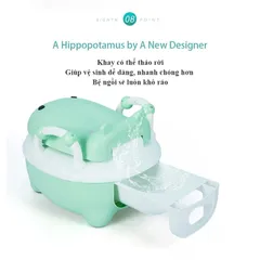 [TẶNG CỌ VỆ SINH] Bô Hà Mã Vệ Sinh Trẻ Em Cao Cấp Cho Bé Từ 1-5 Tuổi, Có Chỗ Dựa Và Khay Tiện Dụng, Nhựa Cứng Cáp
