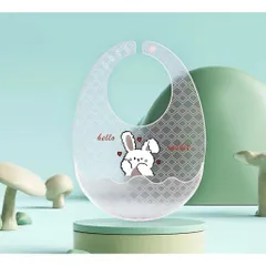 Yếm Silicon Có Máng Cách Điệu Hình Trứng, Co Giãn Tốt, Gọn Nhẹ Giá Rẻ Dùng Cho Bé Ăn Dặm