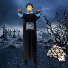 Bộ Trang Phục Dọa Ma Đỏ-Trắng Tóc Đen Halloween - Áo Choàng Thần Chết Kinh Dị Cho Tiệc Hóa Trang và Cosplay