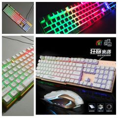 Combo Bàn Phím Chuột Gaming EWEADN K006 (Trắng) Giả Cơ LED 7 Màu RGB - Chống Nước Cho PC và Laptop, Phụ Kiện Chơi Game Chất Lượng Cao