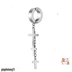 Khuyên Tai Hình Chữ Thập 3 Mảnh Dành Cho Nam Nữ - Không Cần Bấm Lỗ, Phong Cách Punk Thời Trang