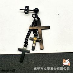 Khuyên Tai Hình Chữ Thập 3 Mảnh Dành Cho Nam Nữ - Không Cần Bấm Lỗ, Phong Cách Punk Thời Trang