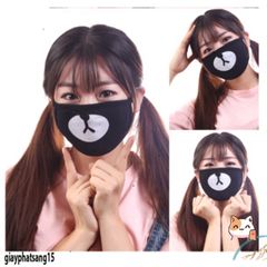 Khẩu Trang Cotton Hình Gấu Buồn & Mặt Cười 3D - Kháng Gió, Phong Cách Độc Đáo Cho Nam Nữ, Phù Hợp Đồng Phục Nhóm
