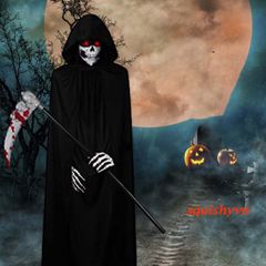 Bộ Trang Phục Thần Chết Kinh Dị Halloween - Bộ 3 Miếng với Áo Choàng, Găng Tay & Mũ Trùm Đầu Cho Tiệc Hóa Trang, Cosplay, Trick or Treat